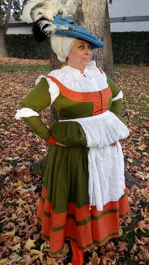 Lalena, This 16th century trossfrau ensemble uses a mixture of weights and colors of fabric-store linen.  Th...