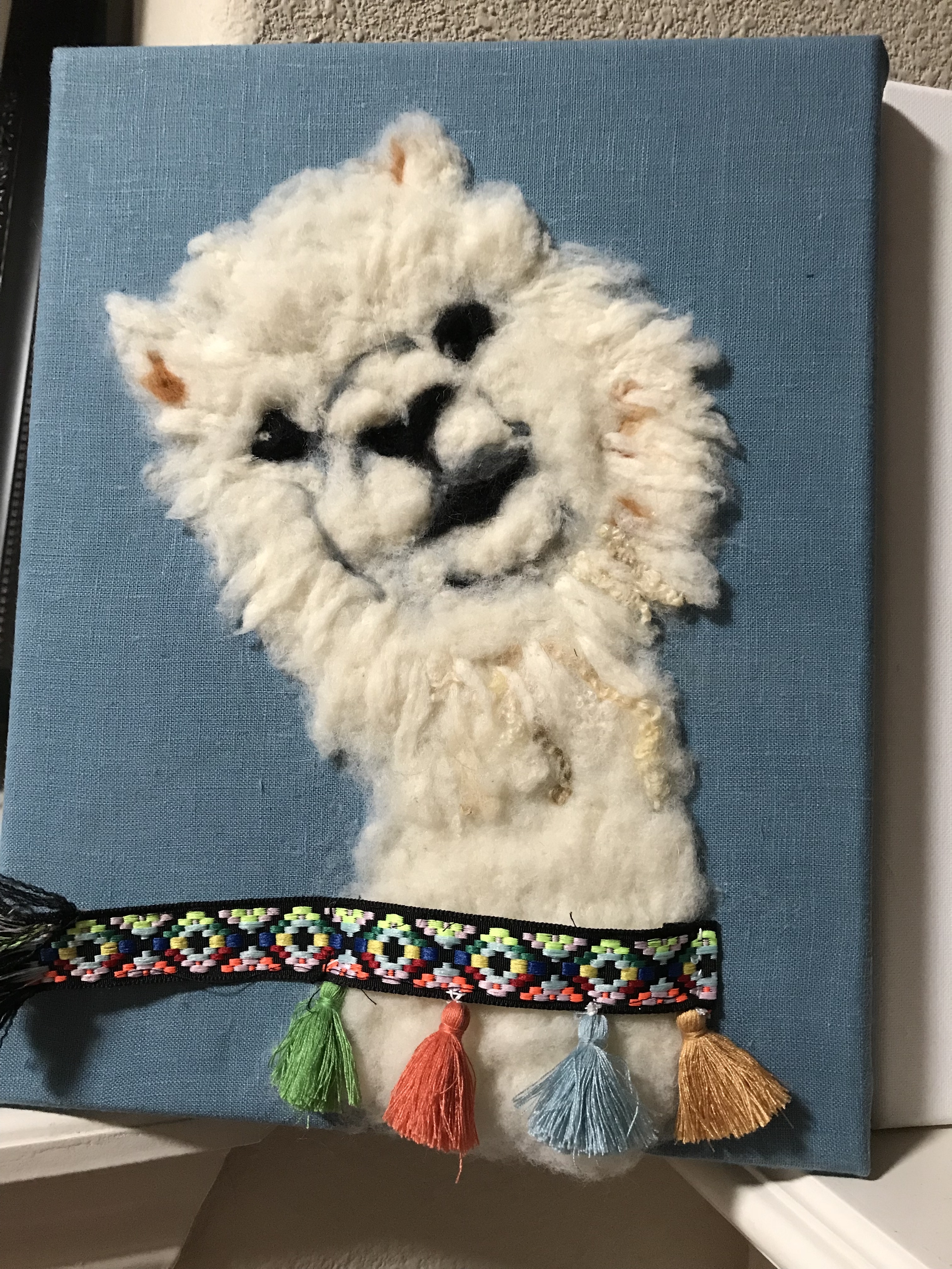 Rosann, Needle felted alpaca on L19torqouise