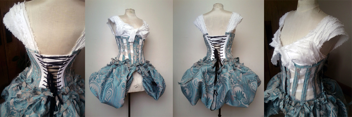 Jennifer, Marie Antoinette Deconstructed, custom designed and created costume for client.  Raw edged, washed...