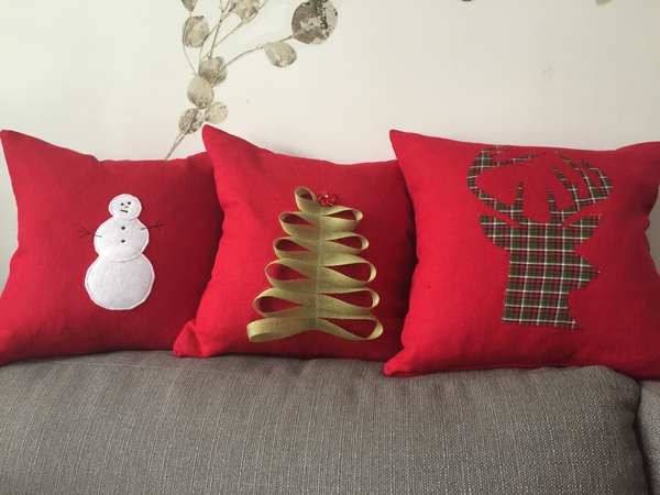 Robyn, Holiday Home Decor Pillow Covers made from 4C22 Crimson Softened.