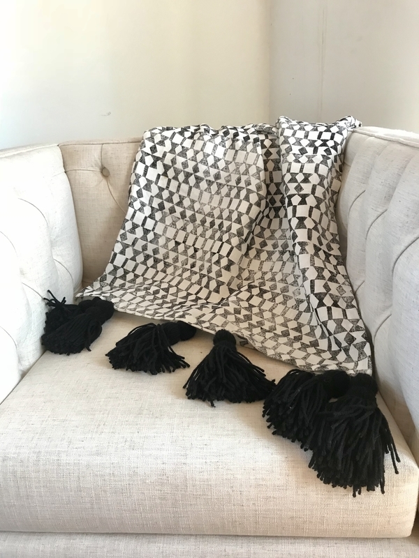 Ruth and Rhoda, Home Decor // Hand block printed throw in original pattern with tassels by Ruth + Rhoda (my shop) us...