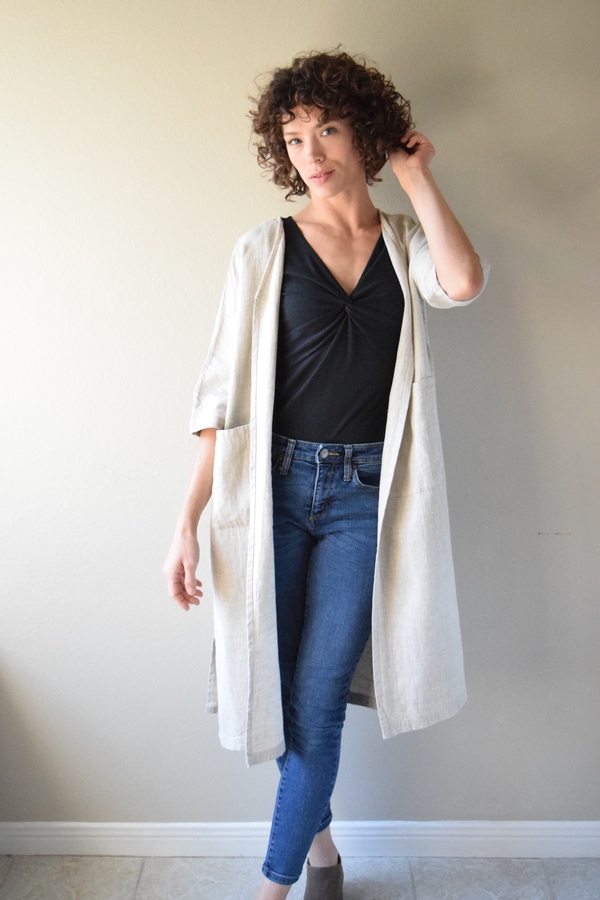 Randee, ( Apparel Entry ) The Trench in heavy weight Mixed Natural features an A-line shape for beautiful dr...
