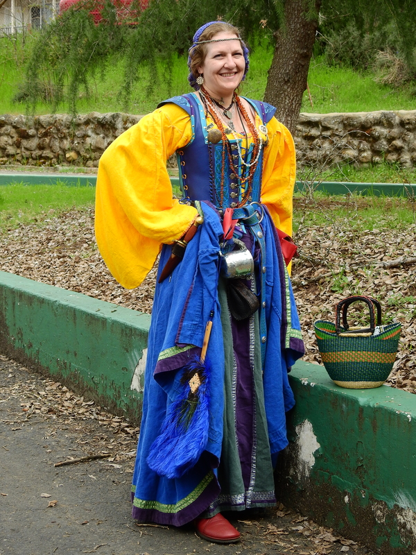 Cindy, This is my Irish Renaissance faire garb. The yellow leine (shirt) and the blue and green skirts, inc...