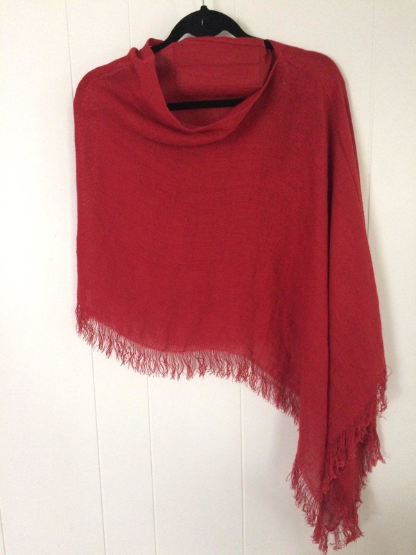 Ramune, Open Weave IL041- Ruby used in this beautiful asymmetric poncho/topper. Exquisite hand, drape, sligh...