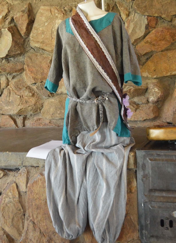 Shannon, A viking tunic and pair of puff pants built for a local Ren faire, and weekly amtgard play. The sash...