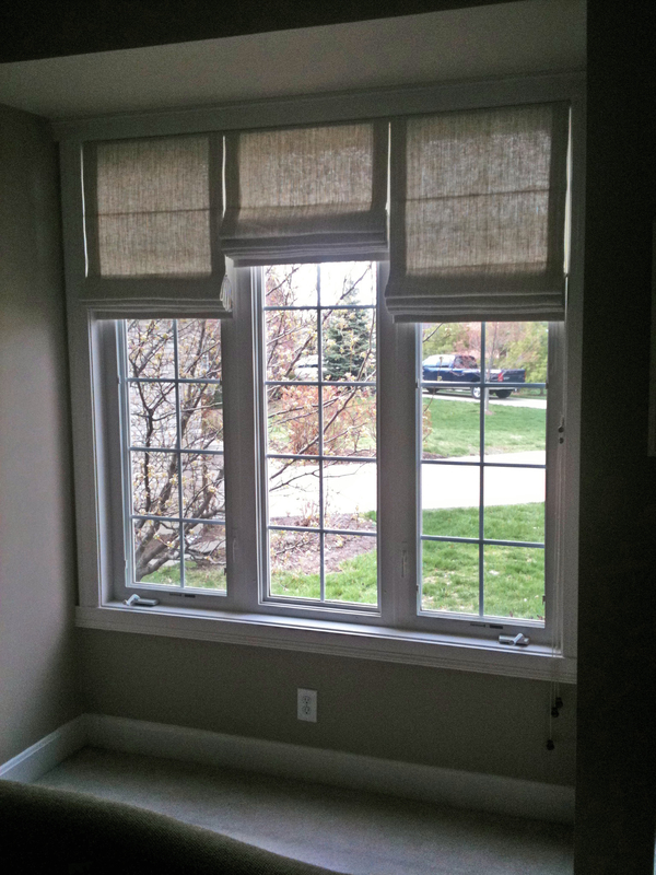 Jacqui, IL018 Heavy Natural Linen Handmade Roman Shades the fabric is doubled to accommodate the ribs at the...
