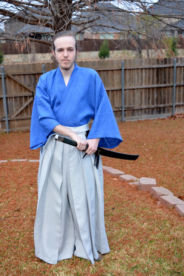 Kerry, Japanese Hakama pants and Gi.  The Gi is made from IL019 ULTRAMARINE Softened which sewed up almost...