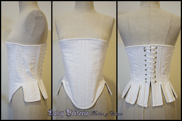Daisy, White linen Elizabethan "corset" or pair of bodies / stays