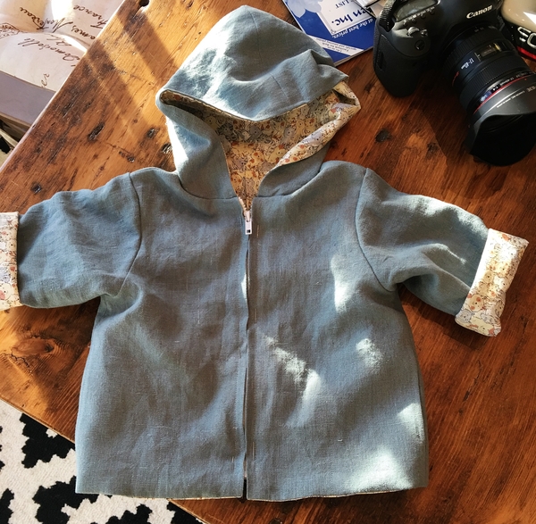 Gigi, Made this little jacket out of Blue Bayou heavy weight linen and lined it with soft cotton.