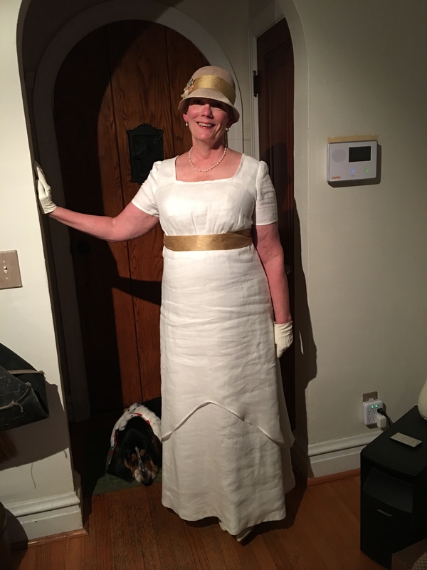 Tamara, This is a mid-weight/hankerchief linen dress I made for an Edwardian dinner party.  It has an under-...