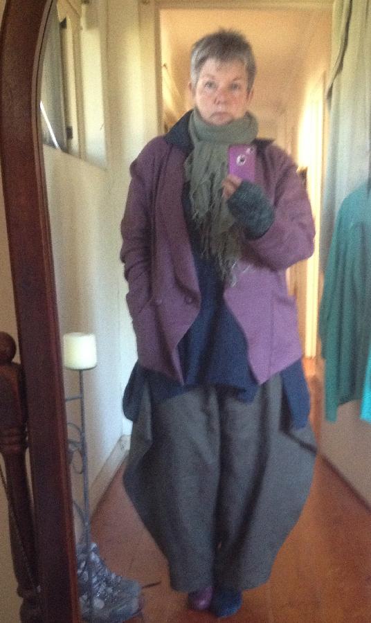 Annie, I LOVE linen! Jacket and pants are both my own design in middle weight linen; the shirt is an old an...