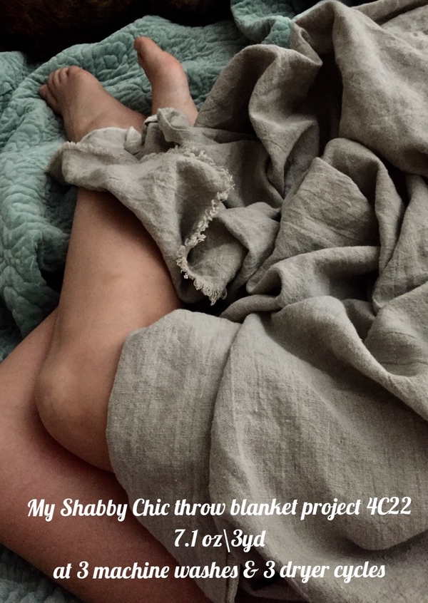 Annie, This is my first finished Shabby Chic throw blanket project. 4C22 7.1oz3yds.
Photo shows the throw b...