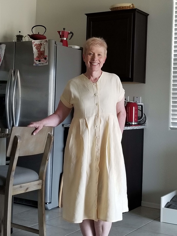 Karen, Used the IC64 Autumn blonde to make this fun and quite comfortable Button Down Dress from your patte...