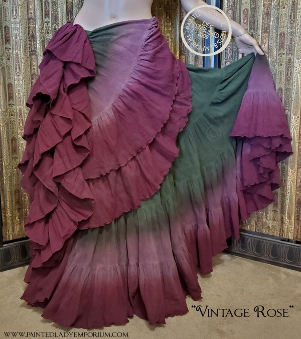 Lady Faie, 25 Yard Hem Skirt by Lady Faie hand dyed in "Vintage Rose" color palette