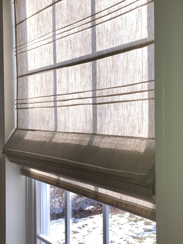 Heather, Pin Tuck on Grain - Roman Window Shade.  
Threads need to be pulled so folds fell right on grain on...