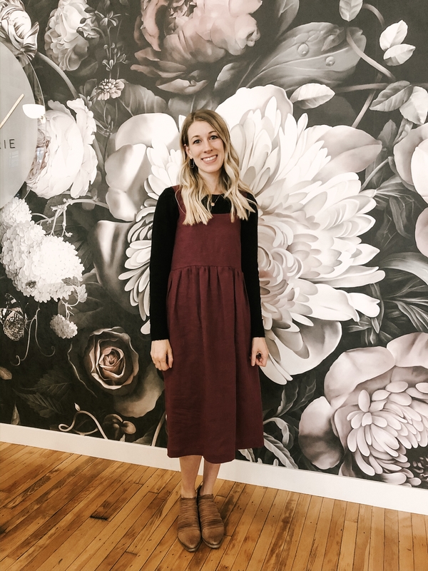 Jenny, Self-drafted pattern and handmade tank dress made from Wild Cherry mid-weight Linen