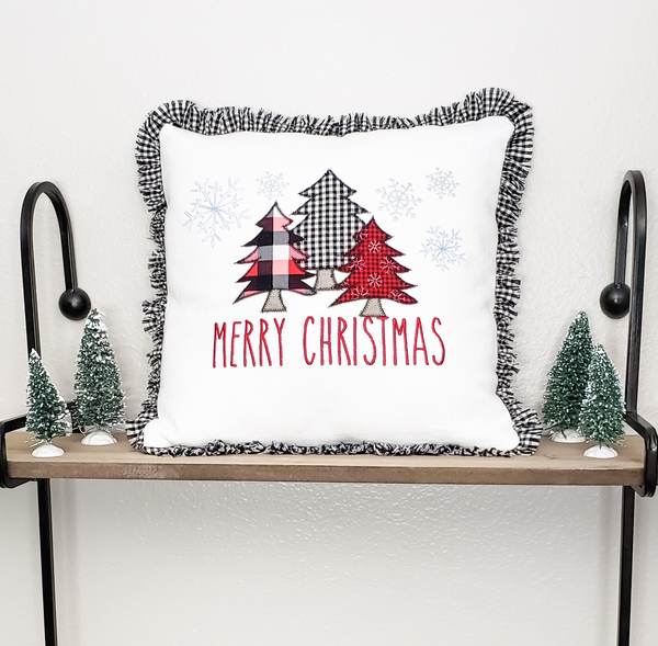 Cassandra, This adorable Christmas pillow cover is made 100% from white linen. The design was laid out (by me)...