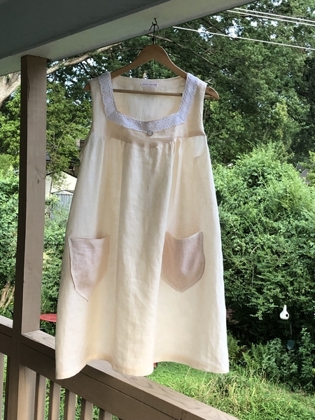 Jeannette, A cool summer nightgown in Froth IL029, great for sultry nights in North Carolina.