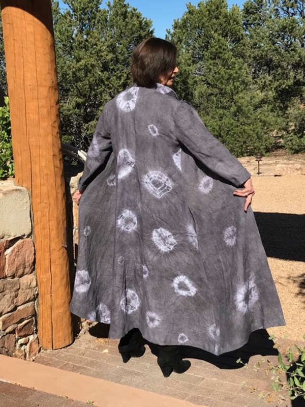 Judith, Medium Weight White Linen--dyed by me.  Maxi Duster Coat