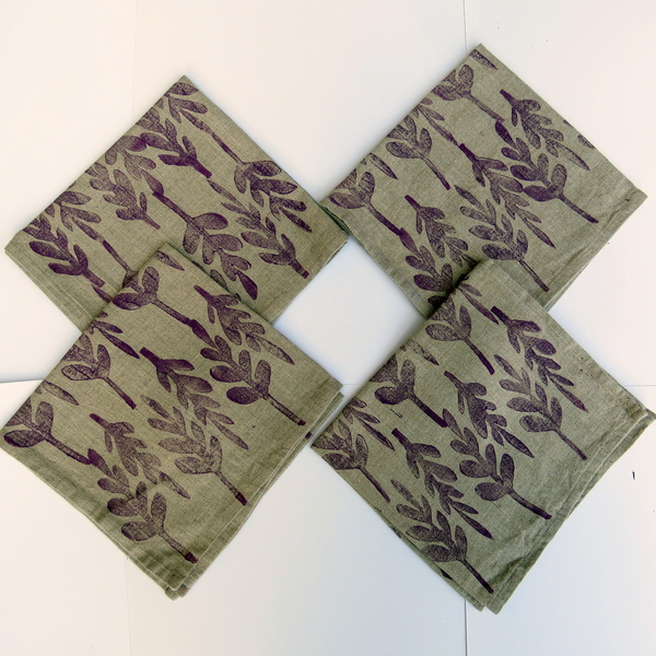 Ellen, Hand printed linen napkins from original design and eco friendly ink.