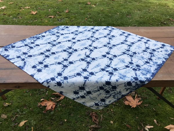 Erica, ILO 19 linen furoshiki (Japanese style wrapping/carrying cloth) shibori tied and dyed in organic ind...