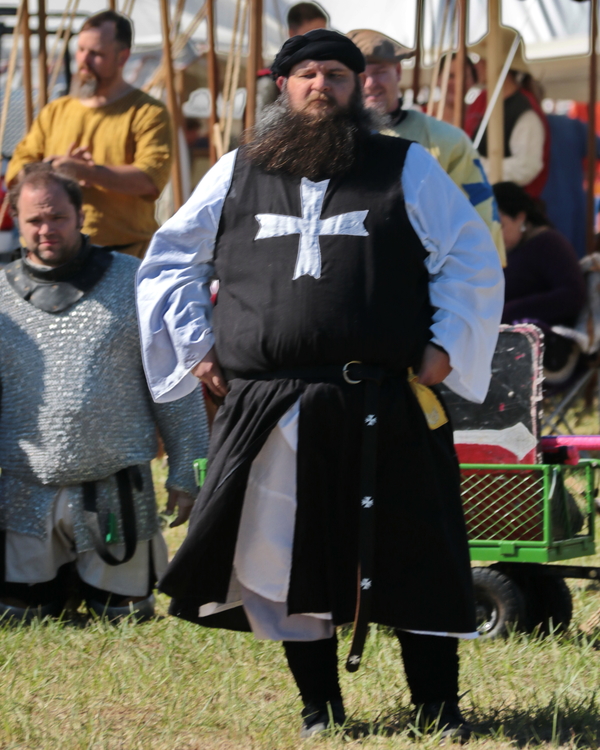 Gene, My husband in his Hospitallar tunic and under tunic. Linen with linen applique