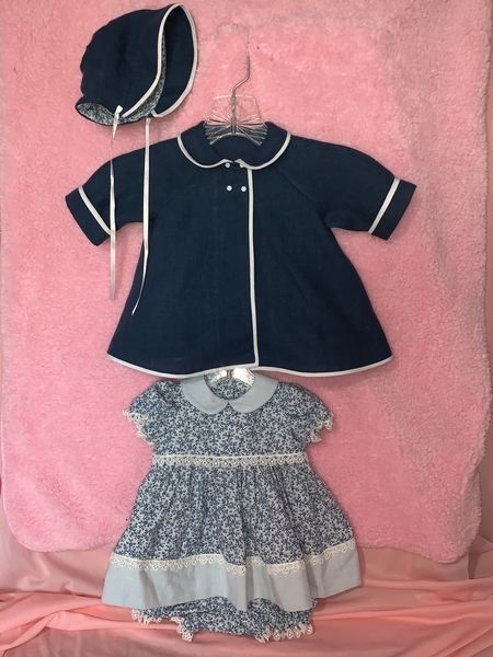 Lisa, I made this little doll outfit using remnants from a dress I made with “insignia blue” linen. Lisa