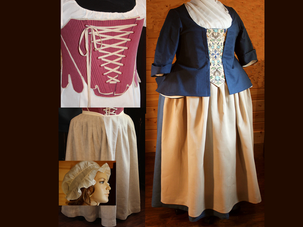 Suzi, Deeply researched accurate reproduction1760s ensemble worn for educational programs.  ALL linen incl...