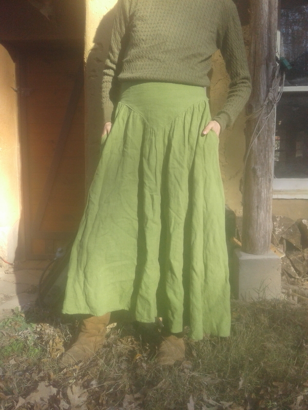 Rain, Half circle skirt in heavy weight oasis linen. Zipper and tie in the back to make sure it stays up w...