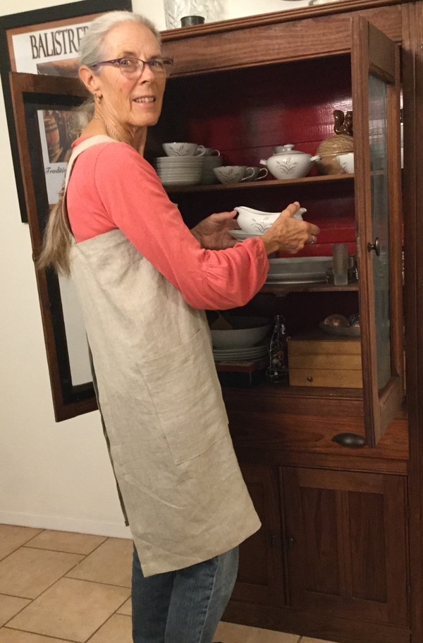 Patti, Crossback apron of 4C22 Natural linen.  I am in my first year of sewing linen, and each project fill...