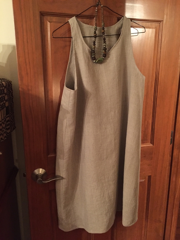 Carole, This had started out as a kaftan with the medium weight natural linen, but it wasn’t the look I want...