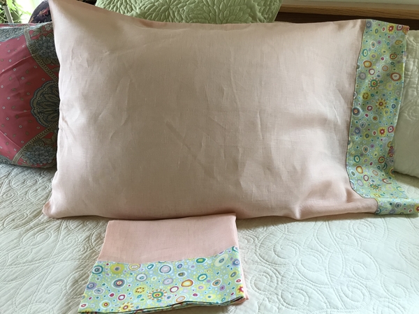 Peggi, Pillow cases, lengthened a bit with decorative fabric hem, Perfect!