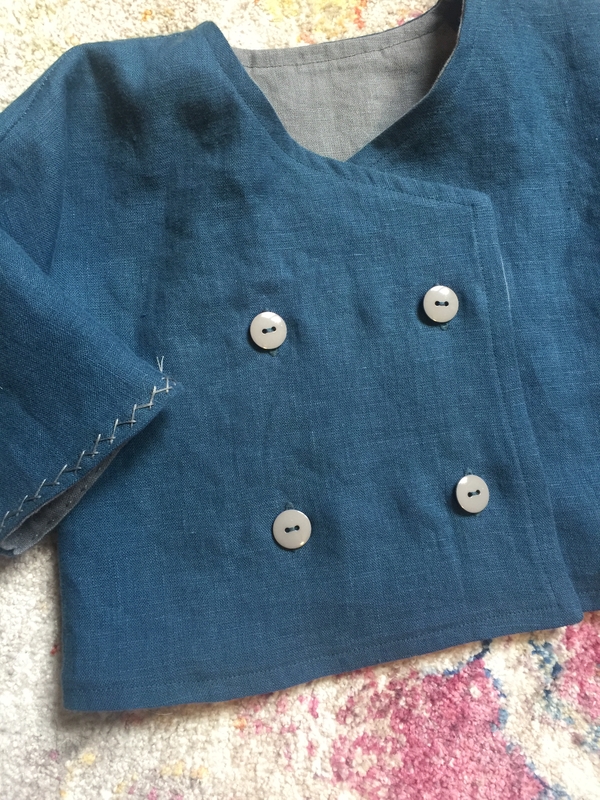 Sherry, Baby’s kimono jacket, lined &amp; finished sleeves with herringbone stitch