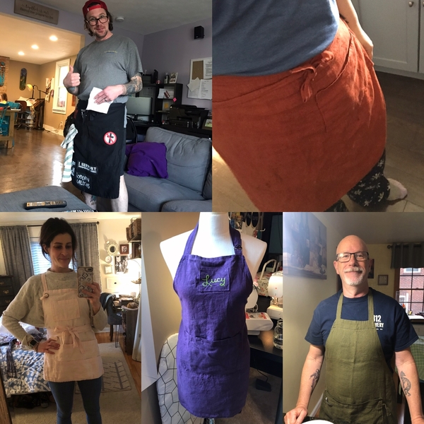 Samantha, I make linen aprons! I love working with this fabric. These are a few I’ve made.