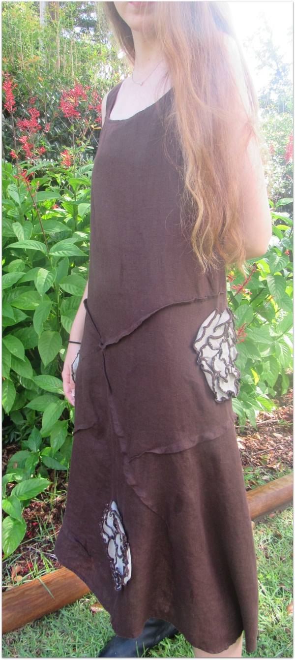 Becky  , Our Camilla dress is made from IL019 Chocolate and worn as a dress or as a jumper in Fall. Washes be...