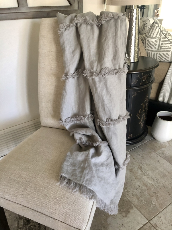 Kathy , Soft and cuddly linen throw, made with mid weight il019 drizzle. A lovely soft neutral gray. I love...