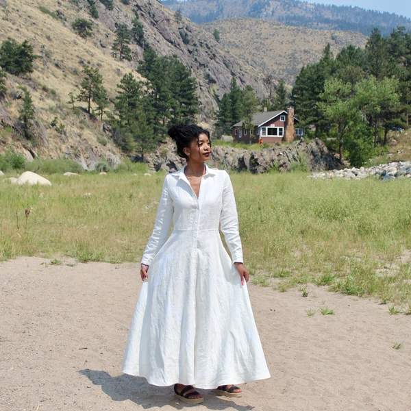Zaji, I made my reception dress out of heavy weight linen (4C22). It took 5 yards! But the result is so lu...