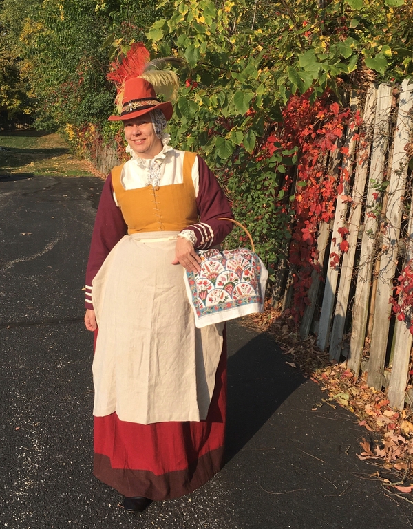 Karen, My Autumn Leaves Elizabethan kirtle reminds me of fall colors.  The red skirt and gold bodice are co...
