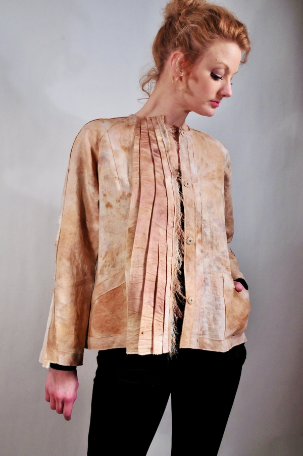 Peter, Jacket made of linen dyed/printed with Japanese Knotweed leaves. This plant is beautiful but very in...