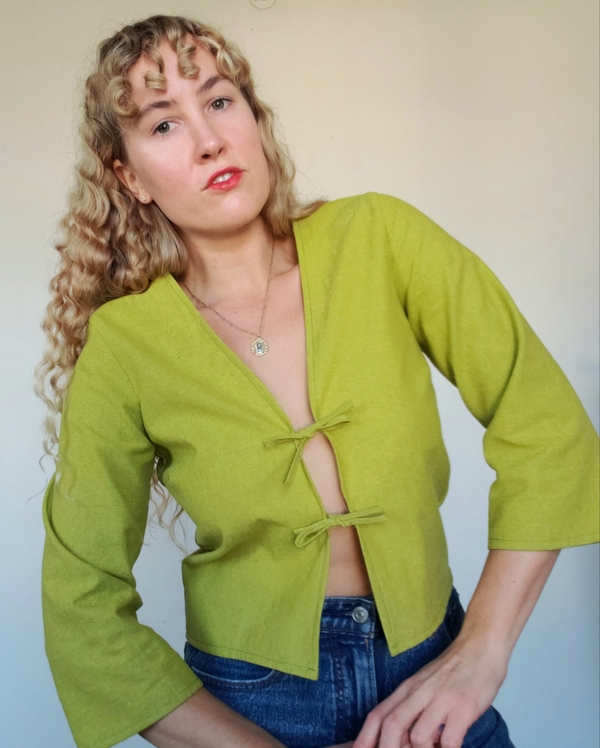 Olivia, I designed this chartreuse linen top to show the versatility of linen, and it reflects my identity t...