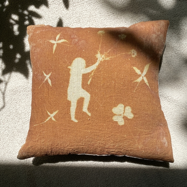 Pamela, This 100% linen pillow is hand dyed with a sun activated dye Solarfast. The back of the pillow is na...