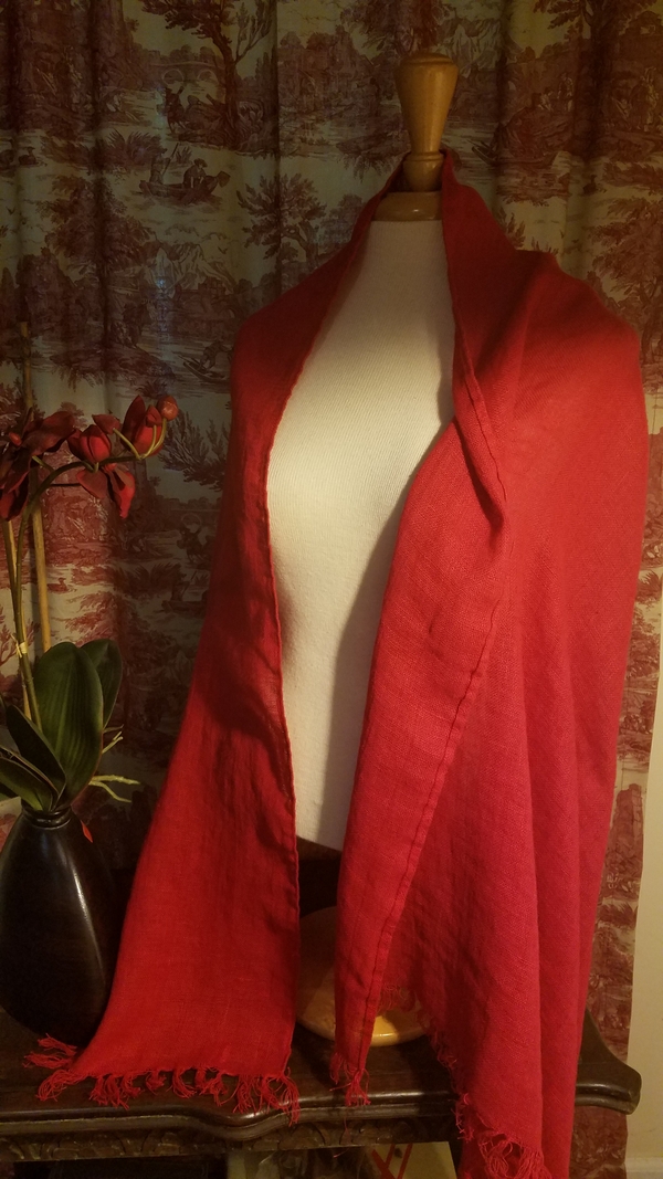 Alesia, Perfect for Christmas - Poinsettia linen scarf!