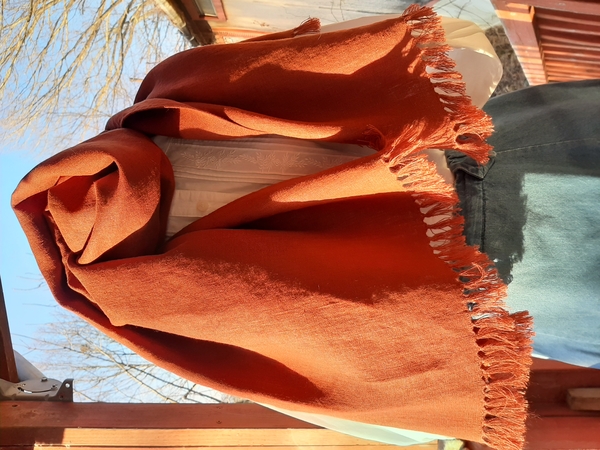MM, A pashmina-style scarf made from 2 yards, cut lengthwise, with ponytail fringe. So soft and lovely t...