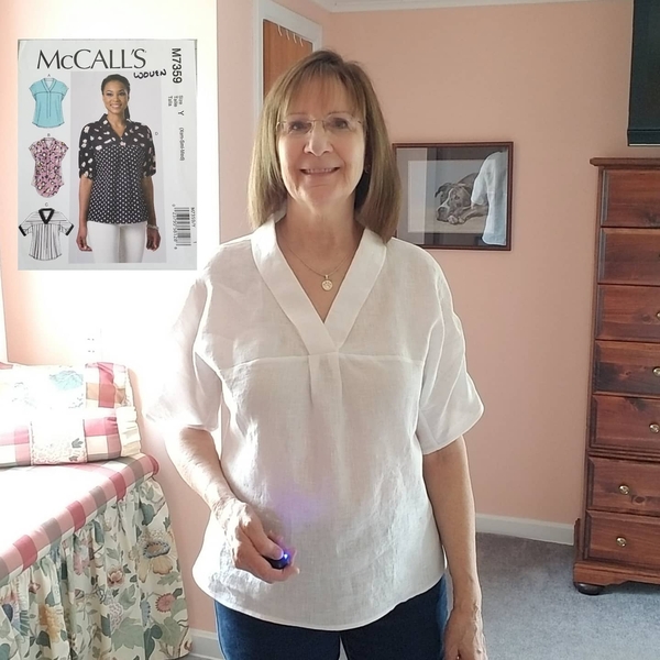 Marlene, I made this blouse from the leftovers of window treatments. I only had three pieces 24 long so had...
