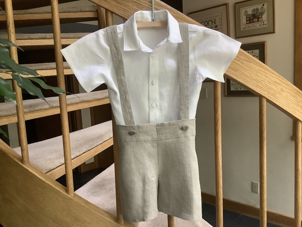 Joyce, Toddler shirt (IC64) and suspender shorts (IL019) for a summer wedding.