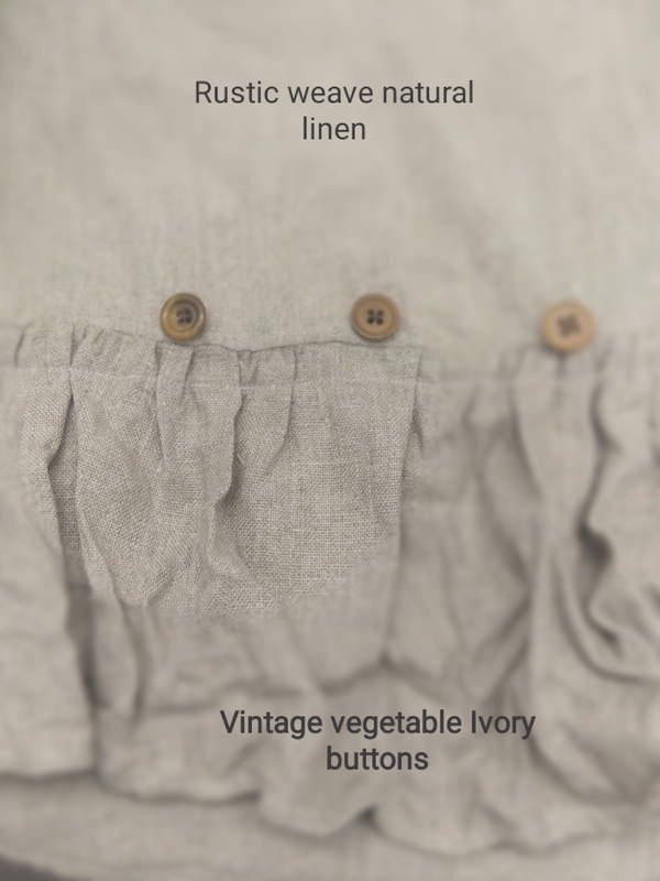 Michelle, Rustic linen hand towel with vintage vegetable Ivory buttons.