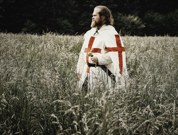 Cosplayer, Templars Tabard and Cloak based on the Templars code.