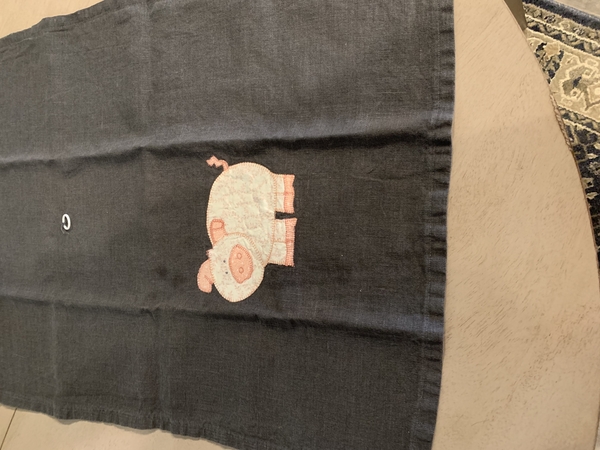 Terry, I did a pig on grey linen. First attempt at applique. It was fun.