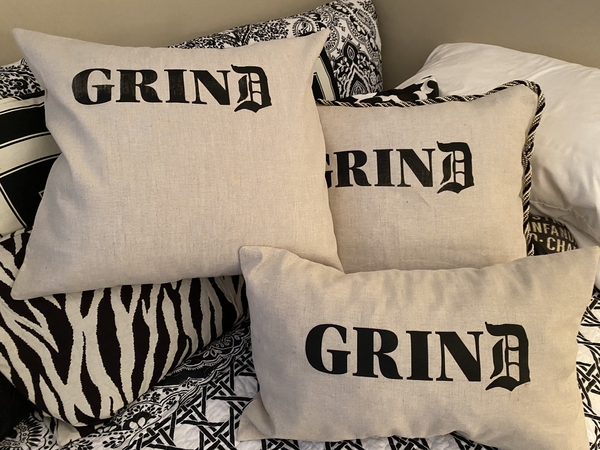 Cynthia, Silk screened pillow covers.  We printed them for family members out here in southeast Michigan grin...