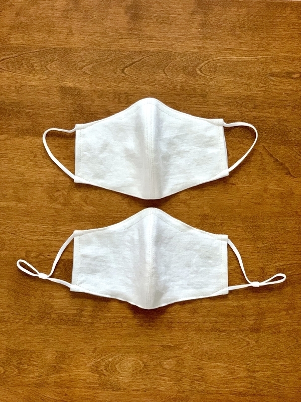 Rowena, These two types of face masks are made of 2-layer and 3-layer IL019 linen fabric, one with ear loop...